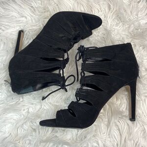 BCBG Generation Black Lace Up Suede Heel